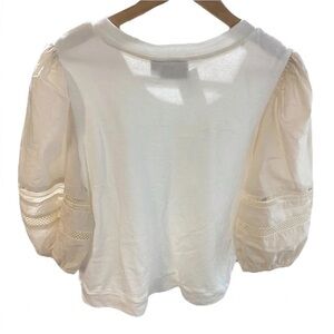 Emily Lovelock - Anthropologie White & Cream Puff Sleeve Top